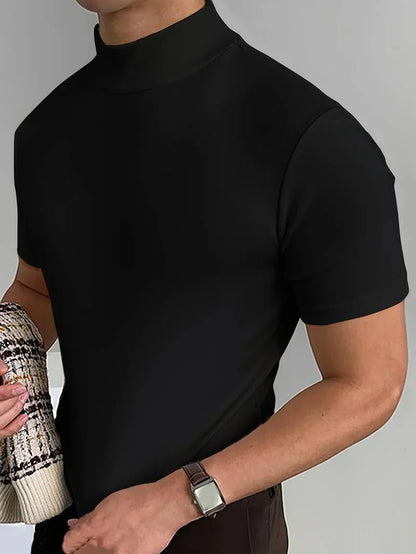 Fashionable men's stand-up collar T-shirt
