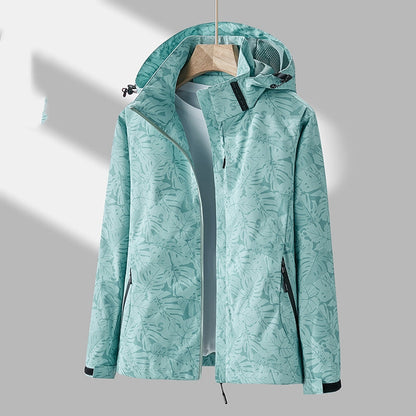 Stilvolle Damen Outdoor-Jacke Muster Kapuze