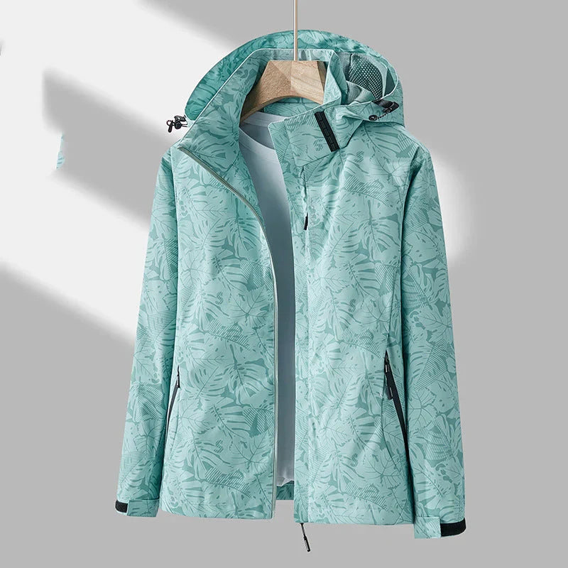 Women's Outdoor Jacket Stylish Hood Floral Print