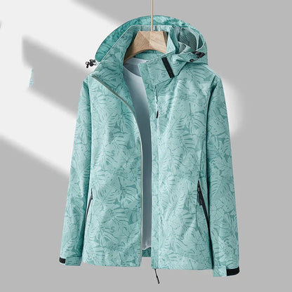Women's Outdoor Jacket Stylish Hood Floral Print