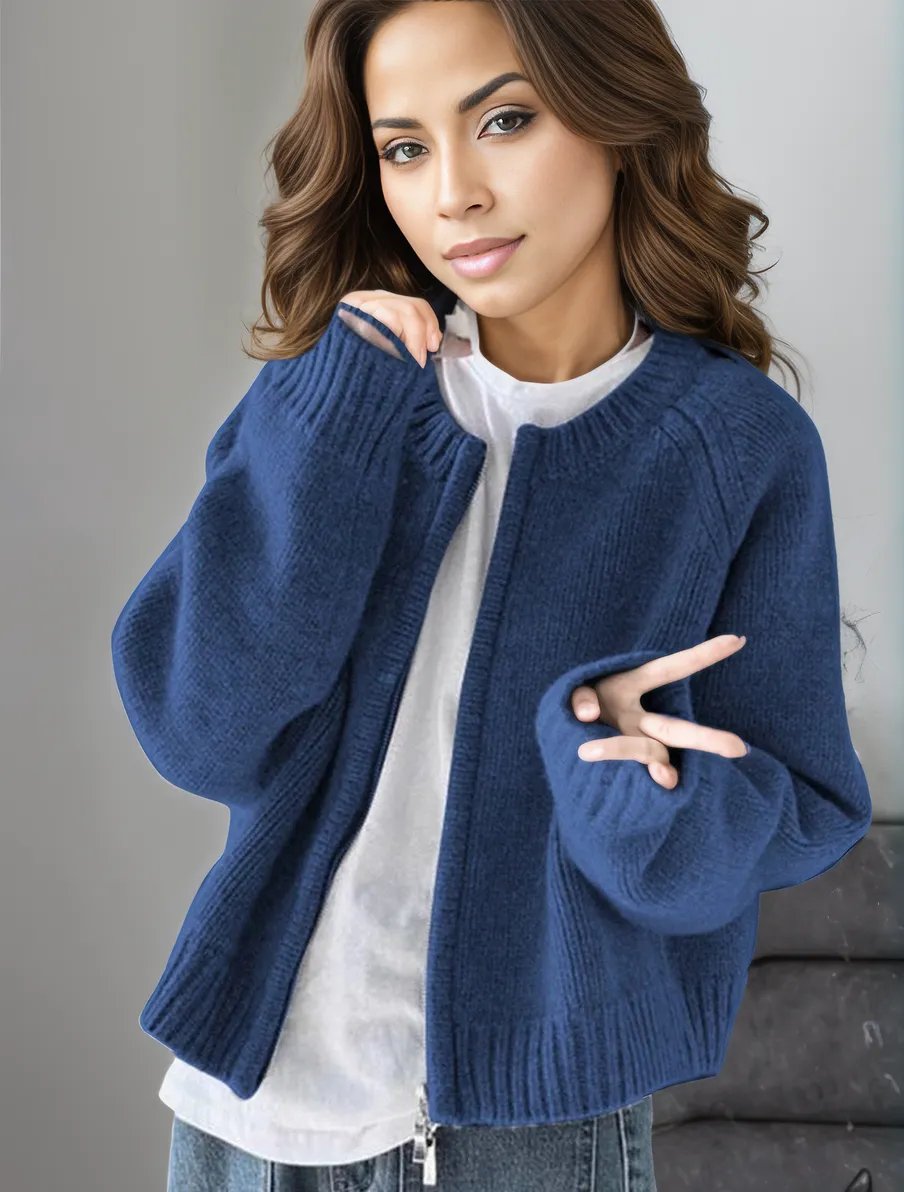 Elegant Blue Cardigan Women's Fashion