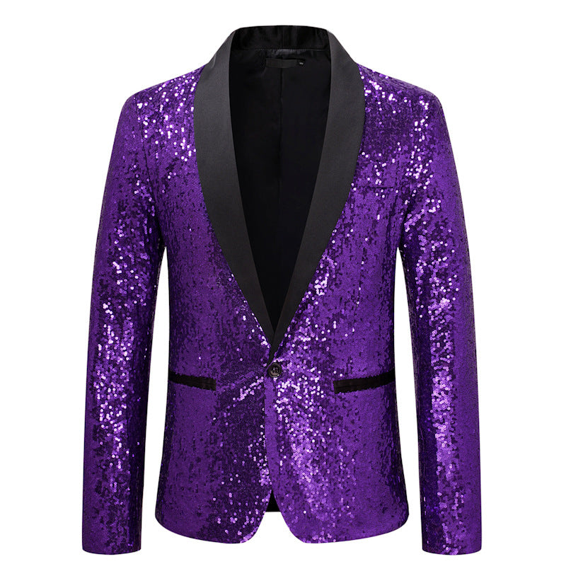 Elegant Sequin Blazer Men's Evening Wear