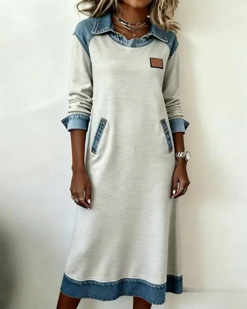 Fashionable Patchwork Denim Dress