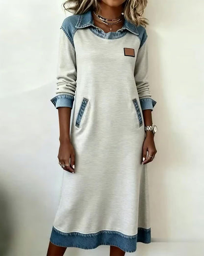 Fashionable Patchwork Denim Dress