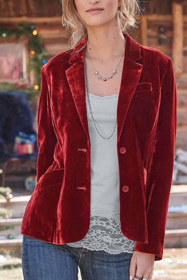 Elegant Women's Velvet Jacket Solid Color Modern