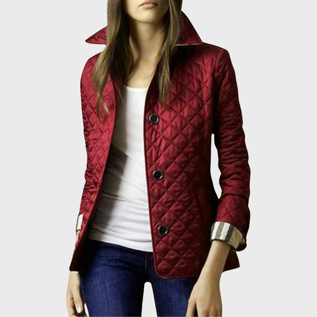 Stylish Quilted Jacket With Turn-Down Collar
