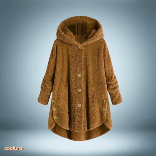 Kuschelige Teddyjacke Mit Knöpfen Und Kapuze - IdealeKleiden