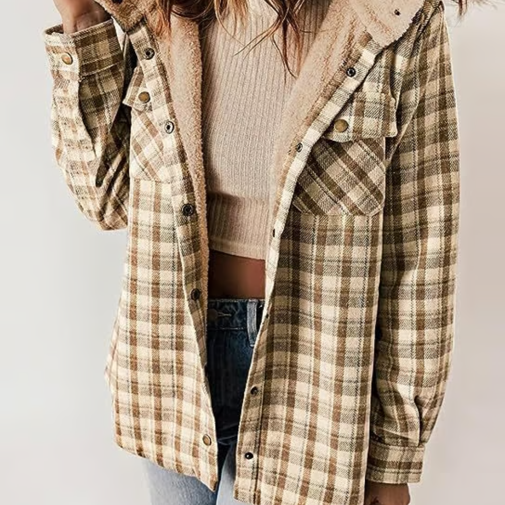 Checked autumn jacket Casual Hooded