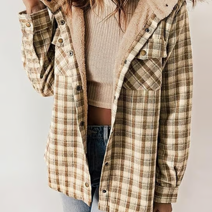Checked autumn jacket Casual Hooded