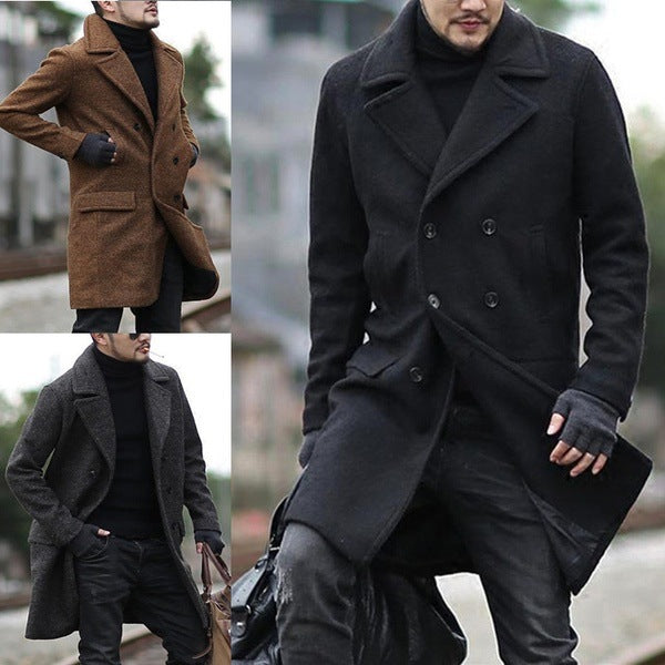 Herren Wollmantel Elegant Moderner Stil - IdealeKleiden