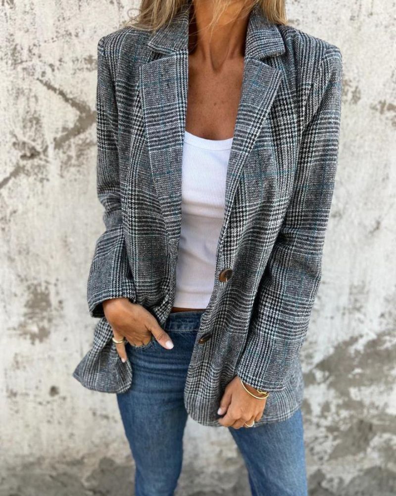 Eleganter Karierter Blazer Damen - IdealeKleiden
