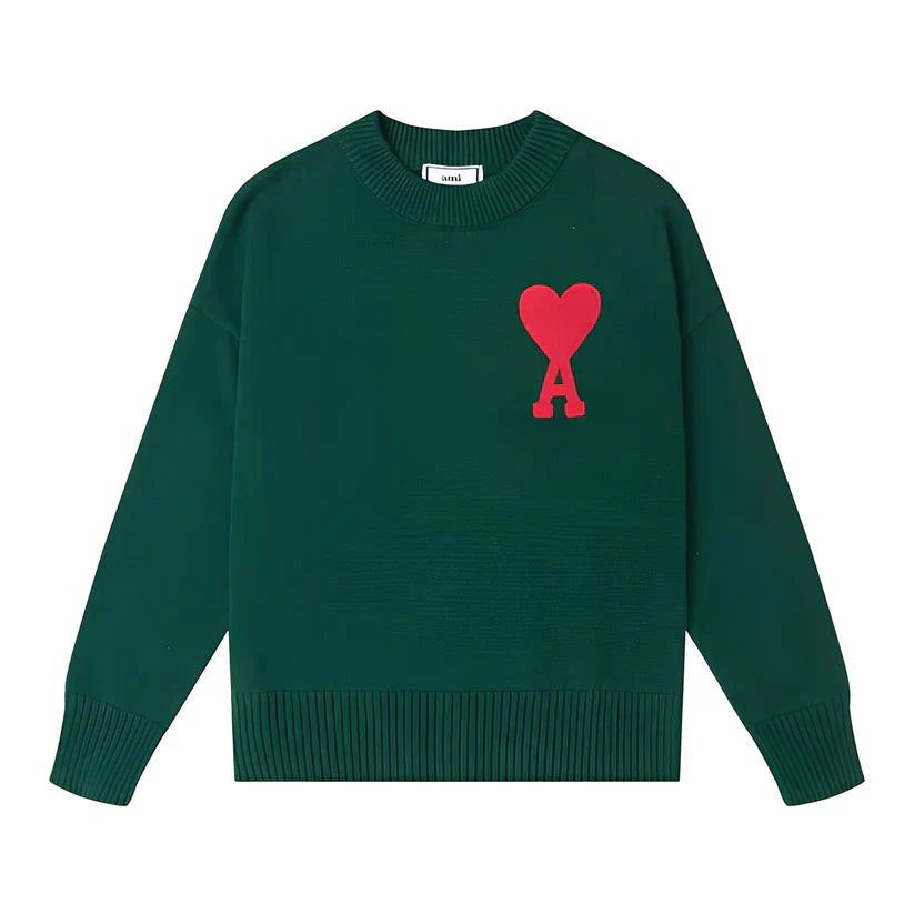 Einfacher Bestickter Pullover Herren