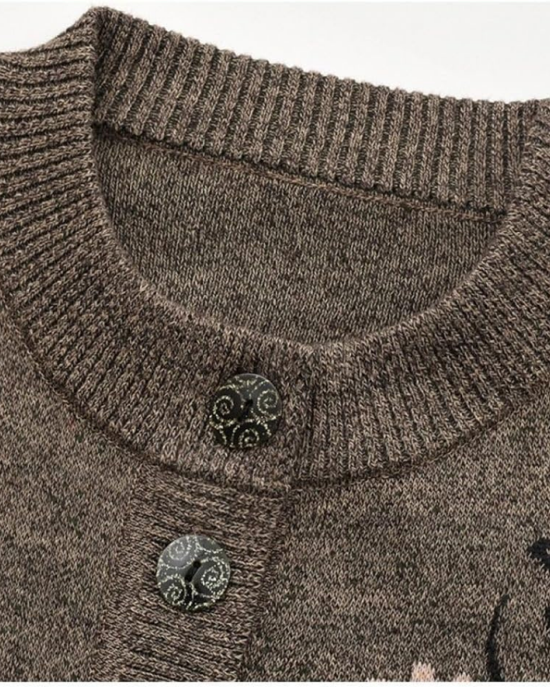 Blumenmuster Strickjacke Damen - IdealeKleiden