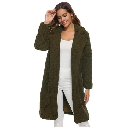 Soft winter coat with a fuzzy look