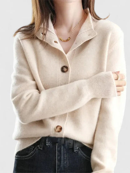 Women's Modern Button-Up Knit Cardigan