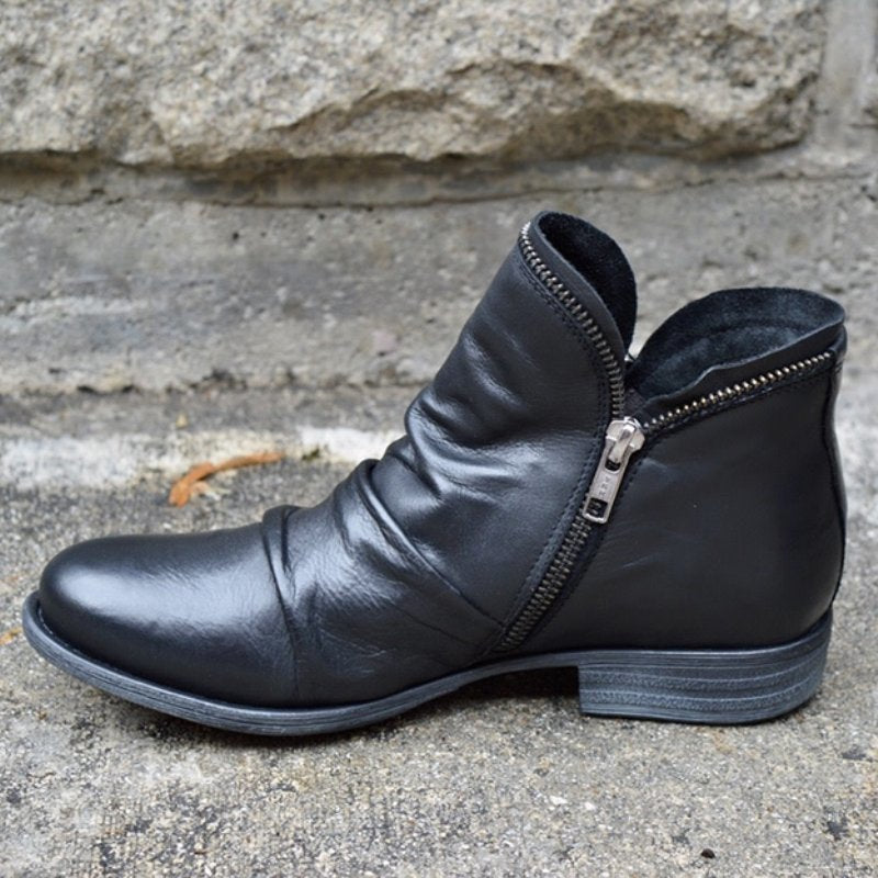 Lederstiefel Damen Hoch Reißverschluss - IdealeKleiden