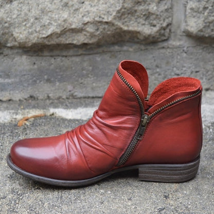 Women's High Zipper Leather Boots