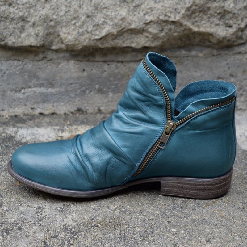 Women's High Zipper Leather Boots
