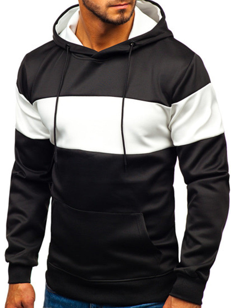 Stylish Men's Hoodie Colorful Color Block