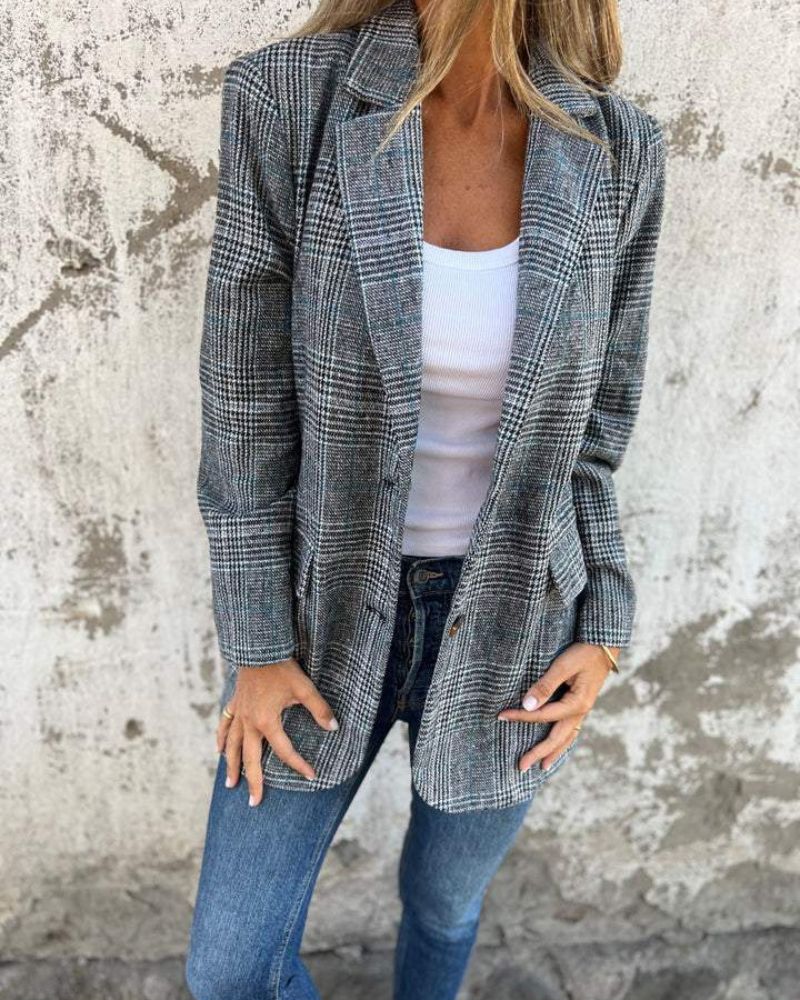 Elegant Checked Blazer for Women
