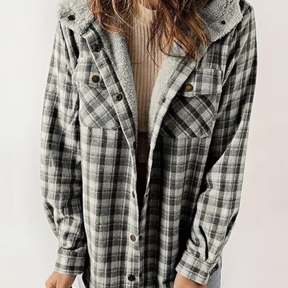 Checked autumn jacket Casual Hooded
