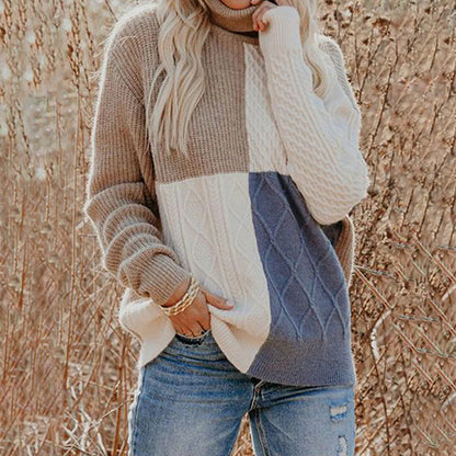 Fashionable dress | Knitted sweater contrasting colors