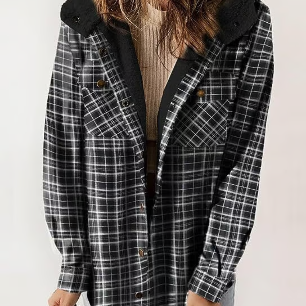 Checked autumn jacket Casual Hooded