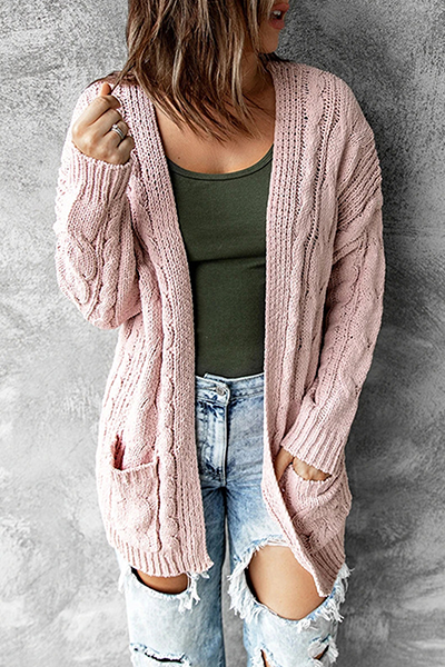 Long Cardigan Open Front with Pockets