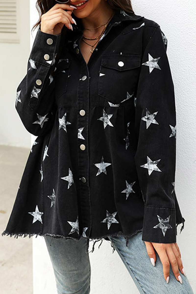 Stylish Denim Jacket with Tassels and Buckle