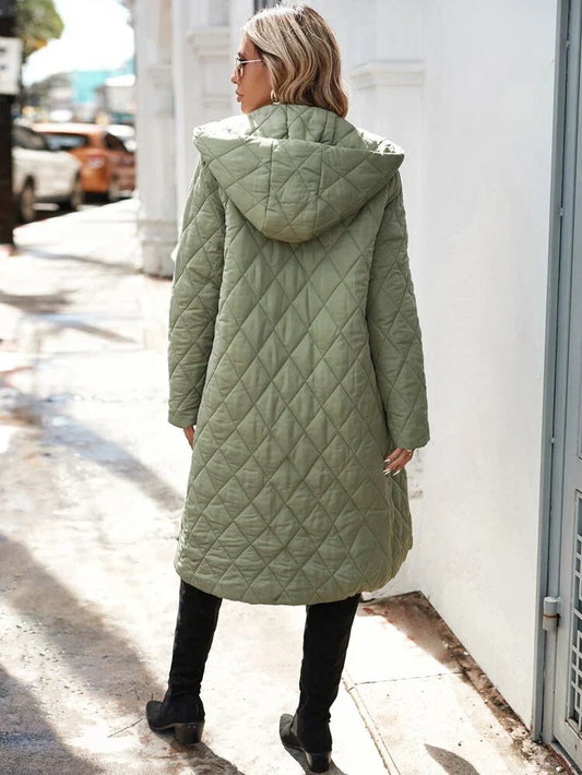 Lange Damen Daunenjacke Kapuze Warm - IdealeKleiden