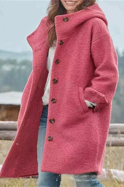 Women's Transitional Jacket Hood Button Modern