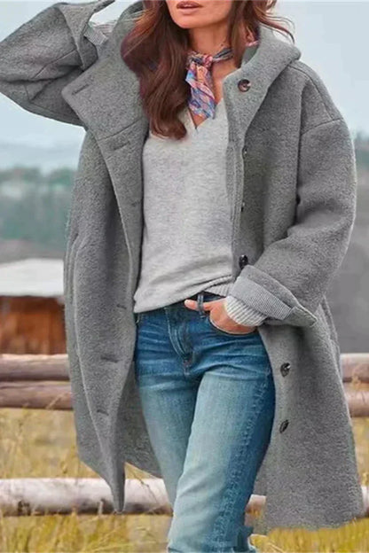 Women's Transitional Jacket Hood Button Modern