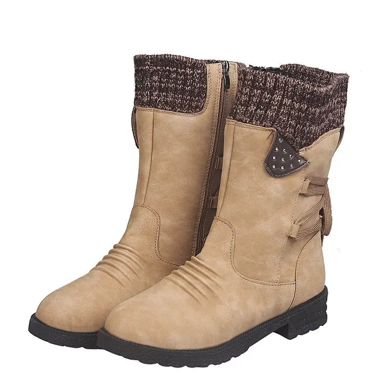 Waterproof Women's Mid-Calf Zipper Boots