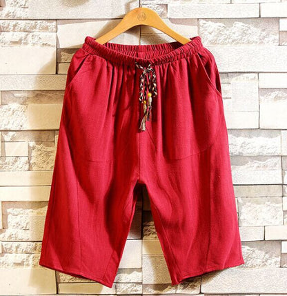 Men's Linen Trousers Comfortable Elastic Casual