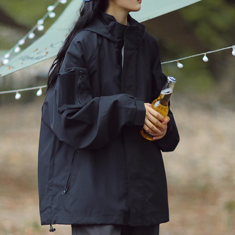 Wasserdichte Outdoorjacke Winddicht Schwarz