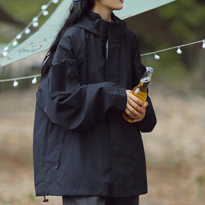 Wasserdichte Outdoorjacke Winddicht Schwarz