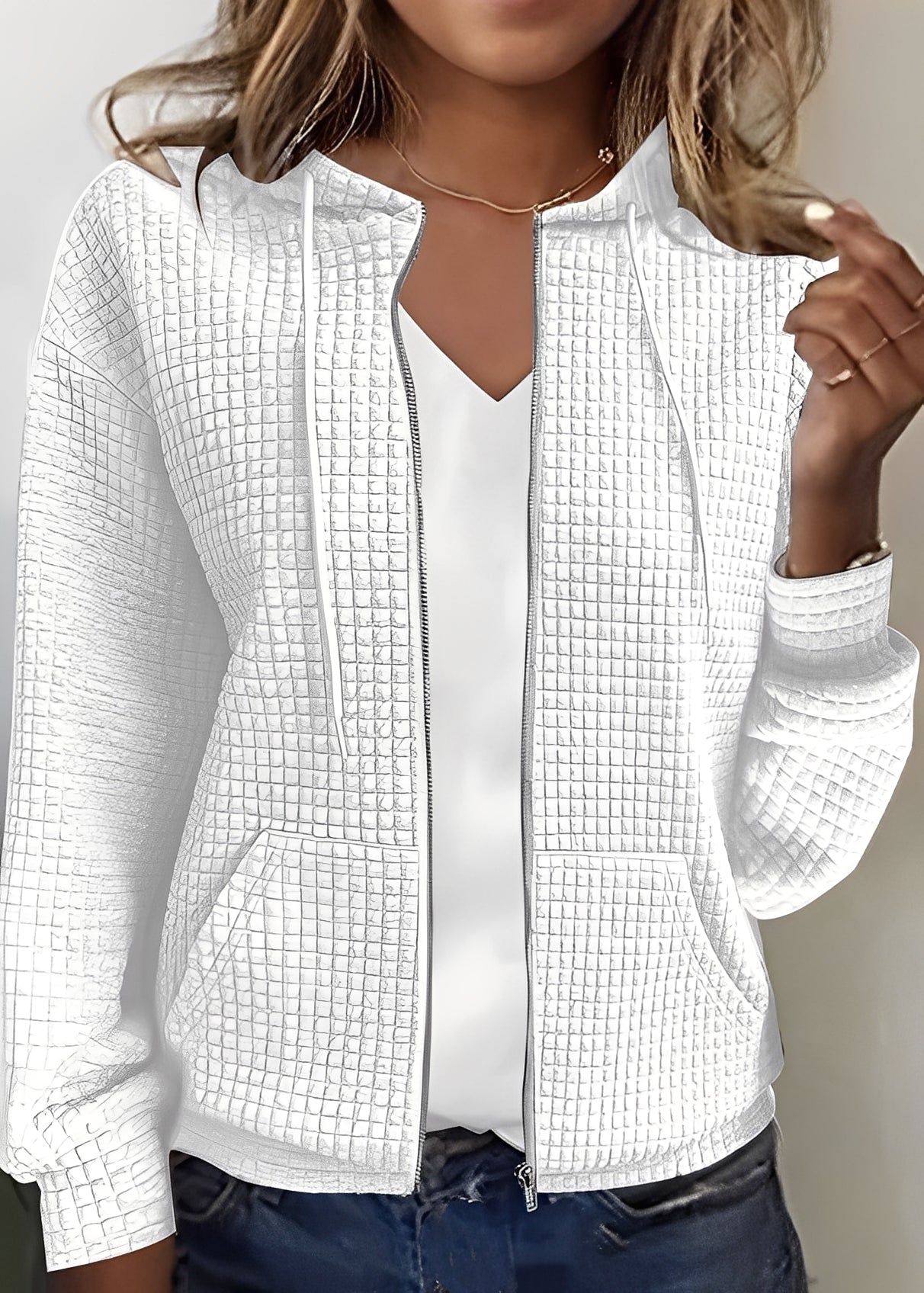 Fashionable Cardigan Women Hood Pockets