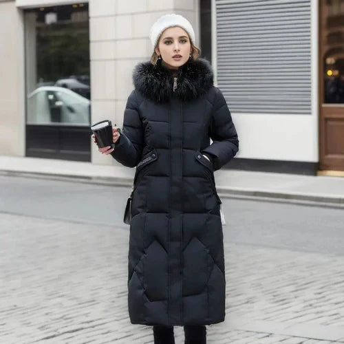 Langer Damenwintermantel Warm & Elegant - IdealeKleiden