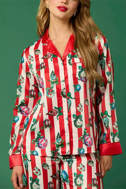 Christmas Pajama Set Striped Festive