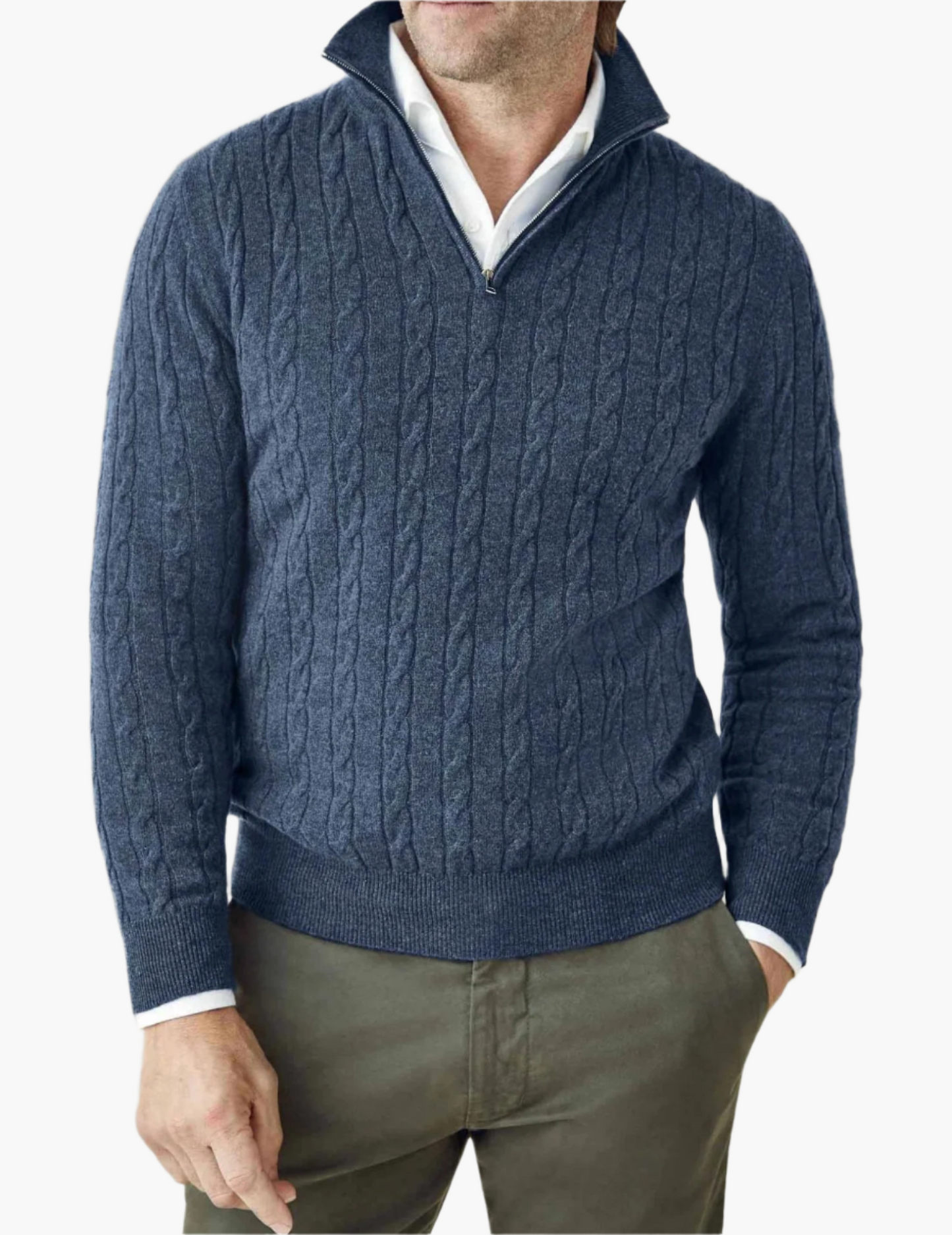 Stylish Cable Knit Jumper Zipper