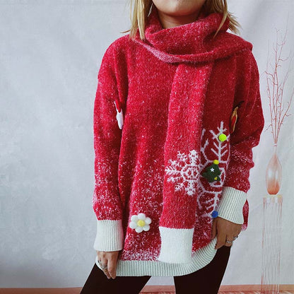Christmas Sweater Set with Scarf