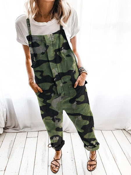 Women's Comfy Camo Overalls Trendy Fashion