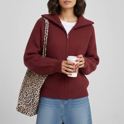 Stylish Cardigan Slim Fit Ribbed Knit