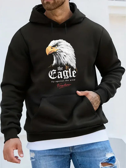 Men's Trendy Eagle Motif Hoodie