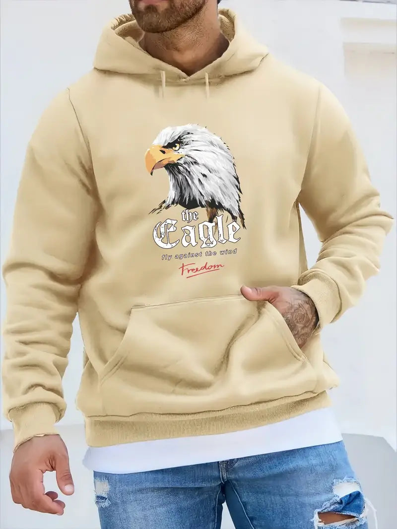 Men's Trendy Eagle Motif Hoodie