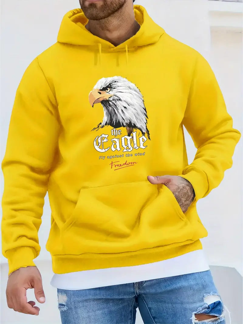 Men's Trendy Eagle Motif Hoodie