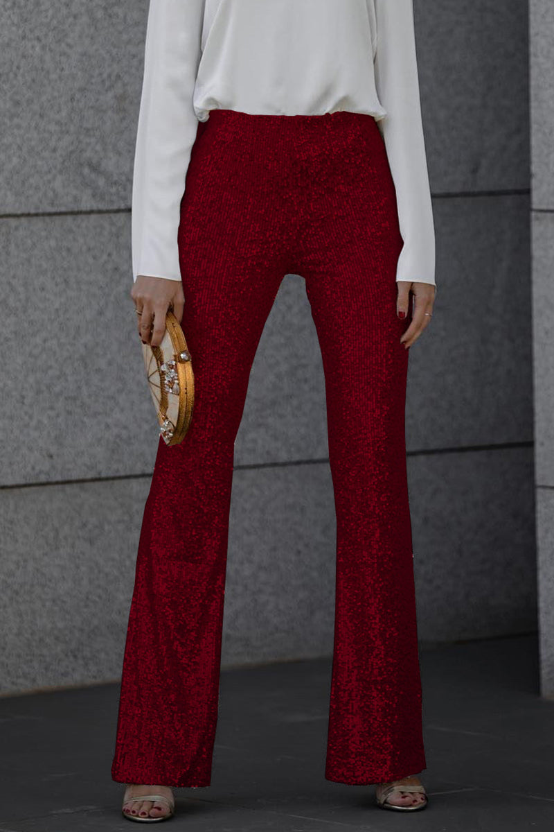 Women's Glitter Bell Bottom Trousers