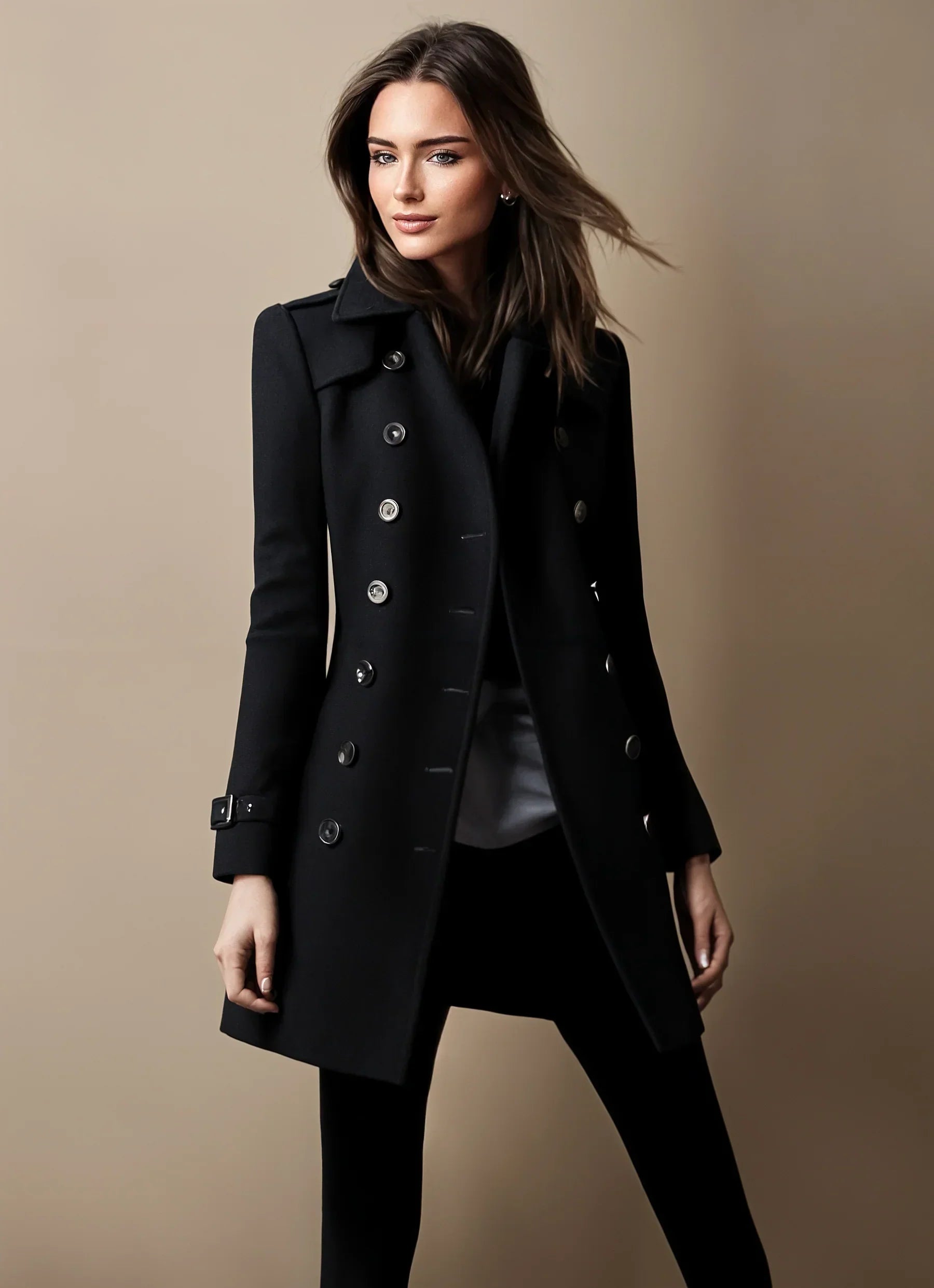 Elegante Damenwinterjacke Trenchcoat Stil - IdealeKleiden