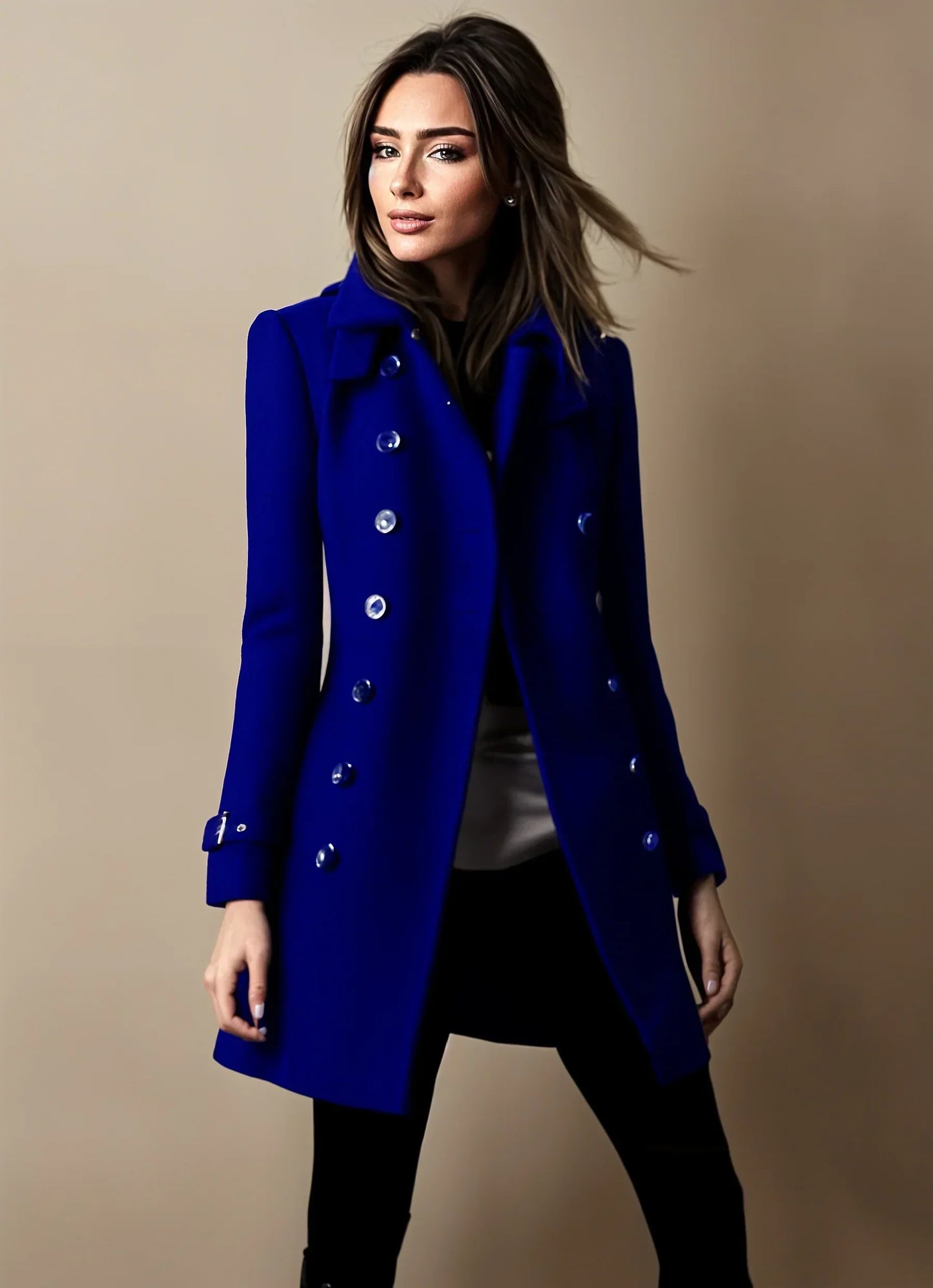 Elegant women's winter jacket trench coat style