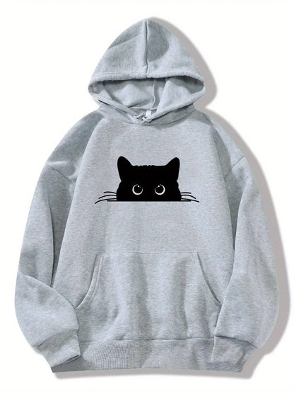 Cuddly Hoodie Cat Motif Hood